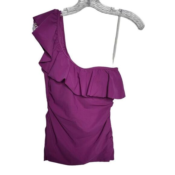 Profile By Gottex Tutti Frutti One Shoulder Ruffle Tankini Top Size 6 - Picture 3 of 11